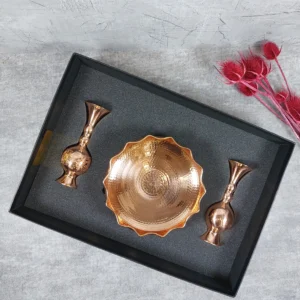 ظرف آجیل مدل آفتابگردان سه پایه  مسی جام گلدان توپی مسی