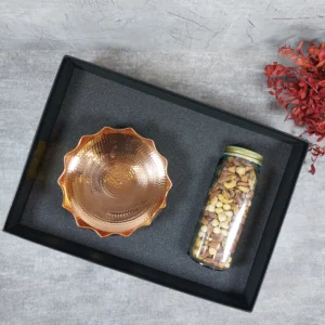 ظرف آجیل مدل آفتابگردان سه پایه  مسی آجیل 4 مغز عربی  500 گرم